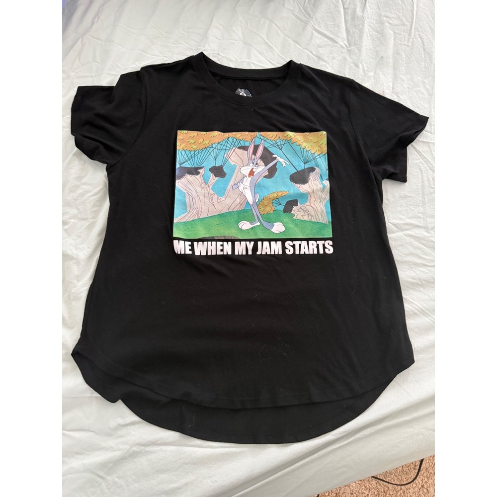 Looney Tunes Bugs Bunny Graphic Tee "Me When My Jam Starts" Black XXL